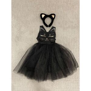 Great Pretenders Kids Black Cat Costume Tutu Dress and Headband Set Size 5-6